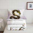 thumbnail image 5 of Manfei Traditional Dragon Animals King Size Comforter Sets,Romantic Floral Comforters King Size,White Green,Reversible,3-Piece,1 Comforter and 2 Pillowcases, 5 of 7