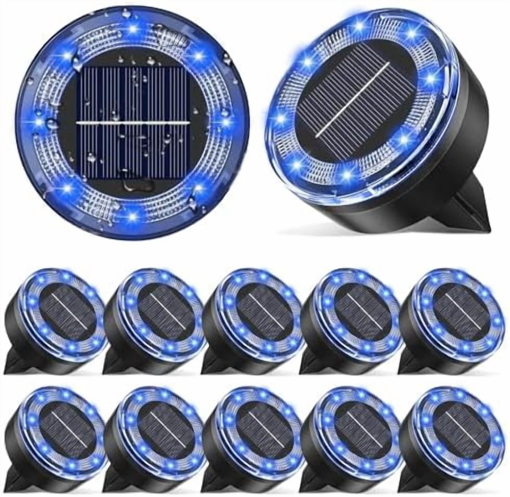 Vighep Mini Solar Ground Lights, 12 Pack (Blue), Driveway Solar Lights Outdoor Waterproof, Outdoor Underground Lights