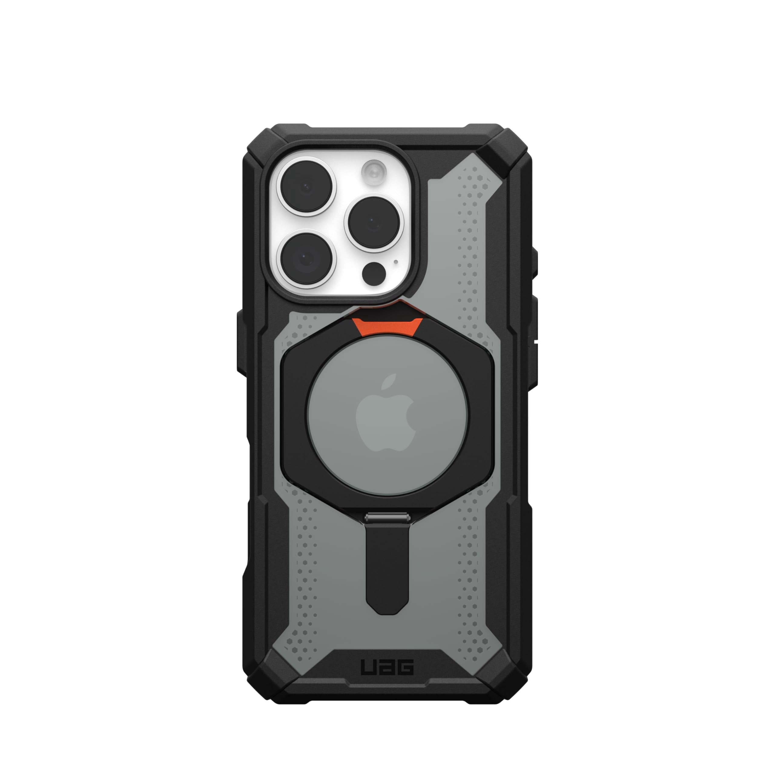 UAG iPhone 16 Pro Case 6.3" Plasma XTE - Compatible with MagSafe Charging & Kickstand Rugged Shockproof Anti-Slip Military Grade Protective Cover, Black/Orange