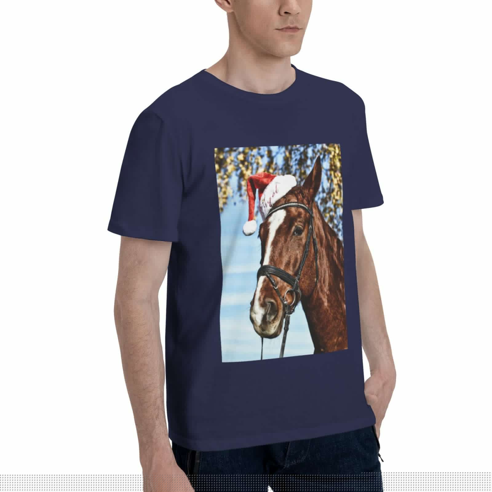 thumbnail image 2 of Bingfone Christmas Horse Men'S Loose Fit Short-Sleeve Pocket T-Shirt, 2 of 7