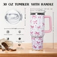 thumbnail image 2 of 30 Oz Pink Bow Tumbler With Handle, Blue Bow Decor Coffee Travel Mug Cup Water Bottle, Gifts for Women Girls, 2 of 6