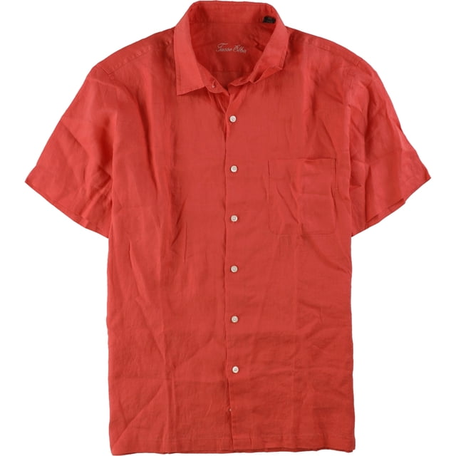 Tasso Elba - Camisa con botones y bolsillo para hombre, naranja, grande