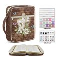 thumbnail image 2 of Pzuqiu Cross Flower Bible Study Accessory Quilted Book Carrying Case Large Capacity Scripture Book Cover Organizer Church Bag Tote Bags with Tags&Bookmark Christian Gift, 2 of 7