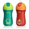 Chicco Insulated Flip-Top Straw Sippy Cup 9oz 12m+ (2pk) - Green/Orange