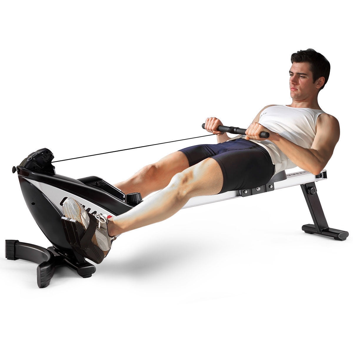 Gymax Folding Magnetic Rowing Machine Rower Exercise Cardio Adjustable Resistance Walmart