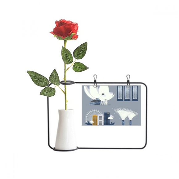 Singapore Famous Spots Art Deco Fashion Artificial Rose Flower Hanging Vases Decoration Bottle