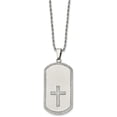 thumbnail image 3 of Avariah Diamonds Chisel Stainless Steel Brushed Laser Cut Edges and Cross Dog Tag on a Rope Chain Necklace - 24", 3 of 8