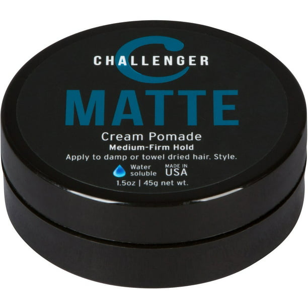 Matte Cream Pomade - Challenger  Medium Firm Hold - Water Based, Clean  & Subtle Scent. Best Hair Styling Cream, Wax, Fiber, Clay, Paste All In  One 