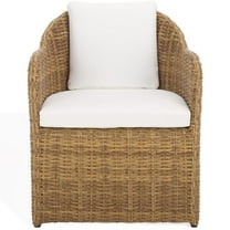 Pemberly Row Wood and Aluminum Wicker Outdoor Dining Chair in Natural/White