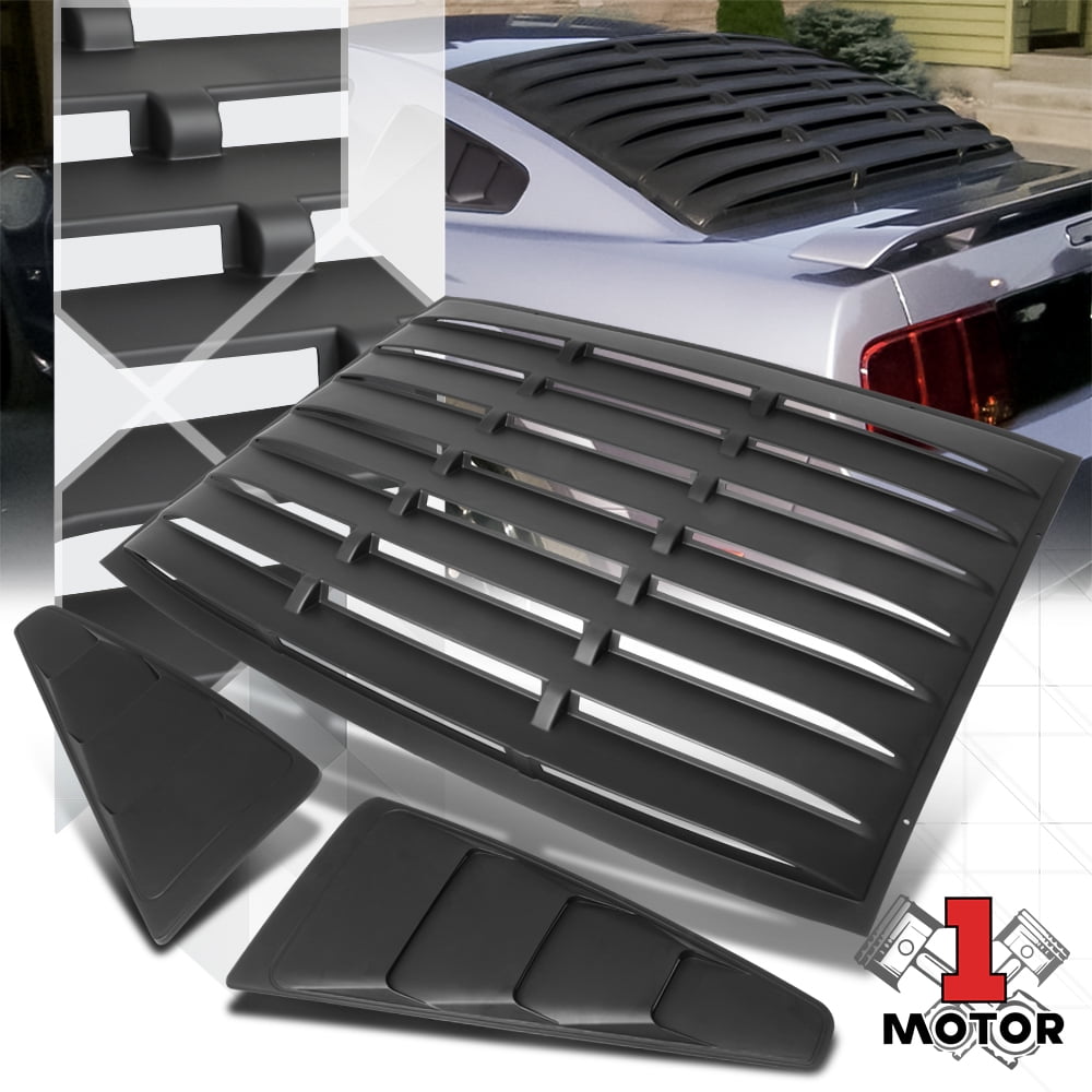 High Performance Part Compatible for 05-14 Ford Mustang Rear Window Louver Cover Windshield Rear Sun Shade Cover Unpainted Matted Black 