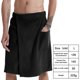 thumbnail image 4 of Toalla de baño suave y usable para hombre, toalla envolvente de forro polar coral, toalla envolvente ajustable para hombre., 4 of 5