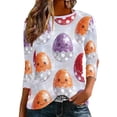 thumbnail image 2 of Craaazy Women's 3/4 Sleeve Funny Rabbit Print Cute Easter Day T-Shirts Gifts, 2 of 9