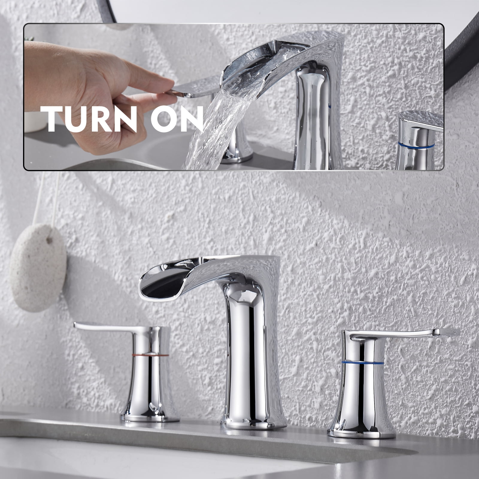 Chrome Bathroom Faucet,8 inch Widespread Bathroom Faucet,Yundoom,Sink Faucet Bathroom 3 Hole,2 Handle Bathroom Faucet,Bathroom Sink Faucet with Drain,Faucet for Bathroom Sink.