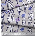 thumbnail image 3 of Soimoi Modal Satin Fabric Women & Camera Fashion Decor Fabric Printed Yard 42 Inch Wide, 3 of 3