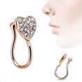 thumbnail image 6 of Welling Nose Ring Glitter Heart Shape Rhinestone Alloy Stylish Fake Nose Ring for Party, 6 of 10