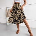 thumbnail image 5 of Skirts for Women Skirt Elegant Floral Pleated Midi Skirt for Women Lightweight Comfort A-Line Design Summer Fashion High-End Khaki M, 5 of 8
