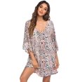 thumbnail image 3 of Ekouaer Women's Sleepshirt Deep V Neck Nightgown Batwing Nightshirt Oversized Sleepwear, 3 of 6