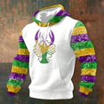 thumbnail image 2 of IWRICH Men's Mardi Gras Hoodies Fall Casual Cute Printed Hooded Sweatshirt Long Sleeve Casual Rave Tees with Pocket 04-White XXL, 2 of 4