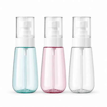 Hemivara 2 oz Travel Spray Bottles, 60 mL Fine Mist Refillable Mini Mister, 3 Pack with Funnel and Label Stickers