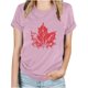 thumbnail image 1 of Camisetas de Manga Corta para Mujeres Canadá Día Hoja de Arce Impresión Básica de Verano Tee, Cuello Redondo Camiseta Casual, 1 of 3