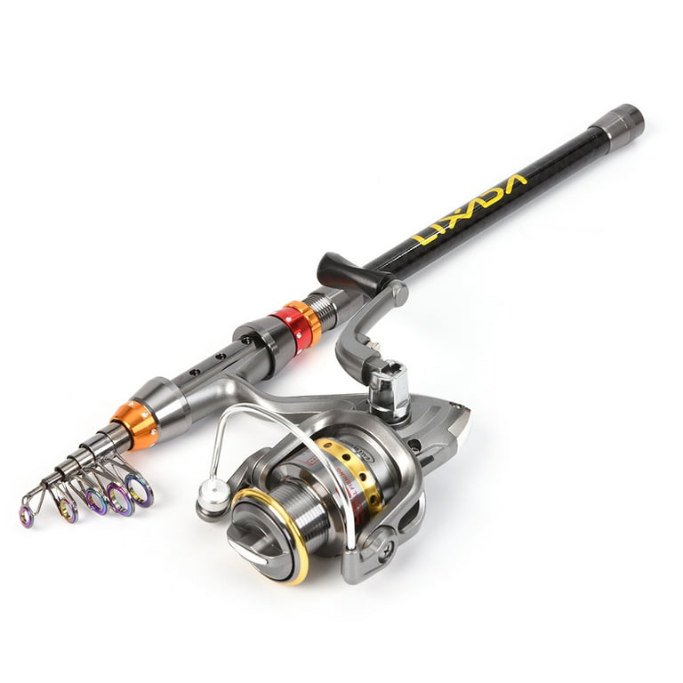Lixada Carbon Fiber Telescopic Fishing Rod and Spinning Fishing Reel Combo  Full Kit Fishing Tackle Carrier
