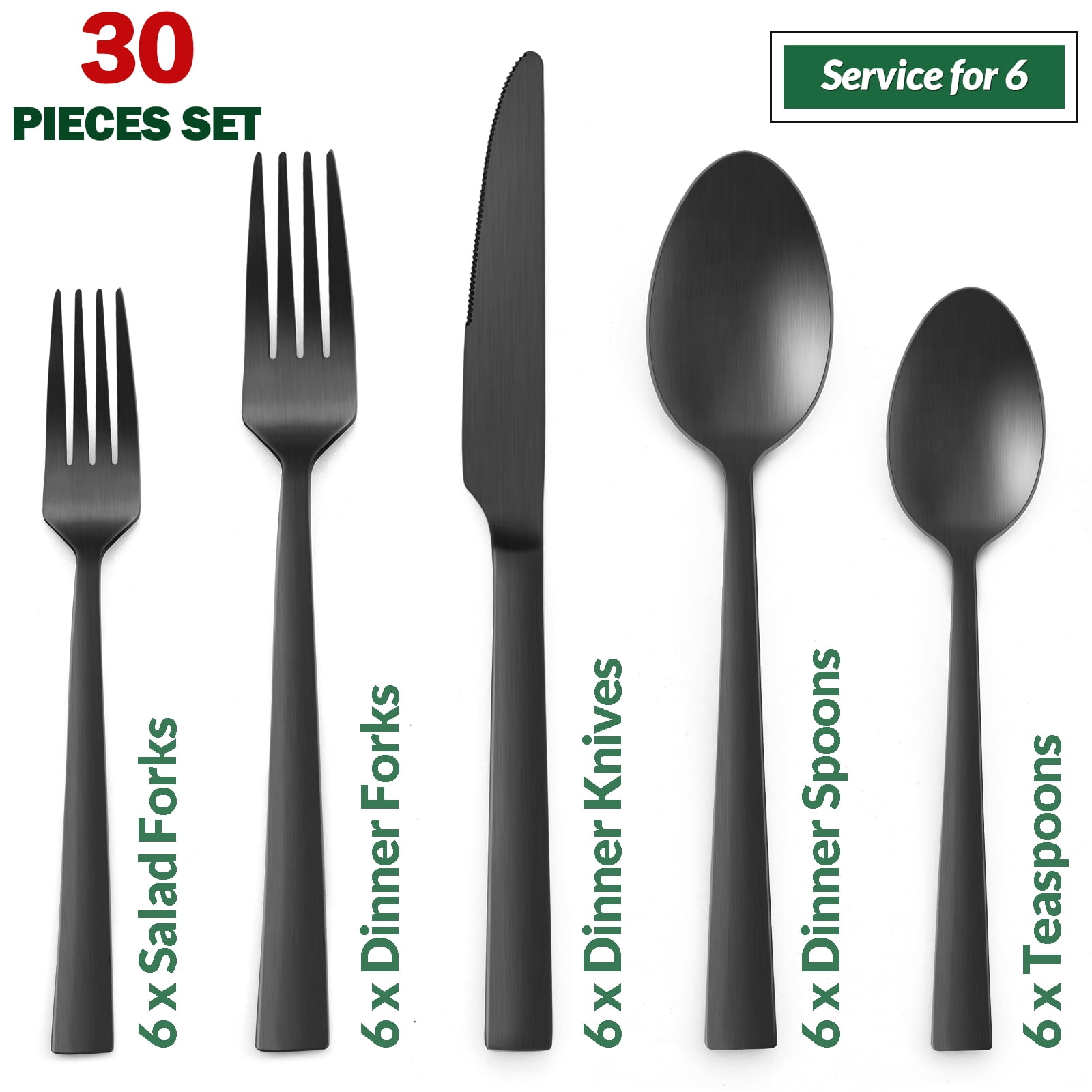 KINGSTONE Black Silverware Set, 20 PCs Black Flatware Set for 4, 18/10  Stainless steel Cutlery Set for Home Kitchen and Restaurant(Black, 20  pieces