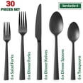 thumbnail image 5 of VeSteel 30 Piece Matte Black Silverware Set, Stainless Steel Flatware Set Service for 6, Metal Cutlery Eating Utensils Tableware Includes Forks/Spoons/Knives, 5 of 7