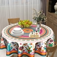 thumbnail image 6 of Colorful Mexico Round Table Cloth - Mexican Floral Tablecloth Cactus Stripes Lines Native Art Table Cover for Kitchen Party Picnic Dining Decor 60 Inch, 6 of 8