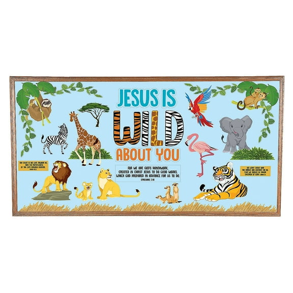 Fun Express Wild About Jesus Bulletin Board Decorations, Multicolor, 67 Count