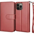 thumbnail image 7 of NJJEX Wallet Case for iPhone 14 Plus 6.7" 2022, for iPhone 14 Plus Case, [9 Card Slots] PU Leather ID Credit Holder Folio Flip [Detachable] Kickstand Magnetic Phone Cover & Lanyard [Wine Red], 7 of 7