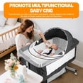 thumbnail image 6 of SHUO Y - 4-in-1 Multi-function Baby Crib with Changing Station, Height Adjustable Bedside Baby Bassinet with Basket & Mosquito Net for 0-24 Months, 22 lbs Capacity (Black), 6 of 11