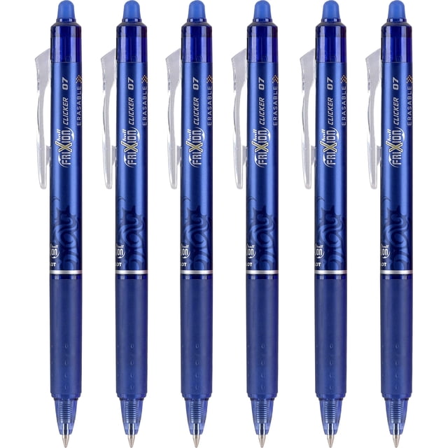 Bolígrafos de gel PILOT FriXion Clicker 0,7 mm tinta azul, paquete de 6