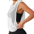 thumbnail image 4 of Craaazy Athletic Shirts for Women Sleeveless Hooded Solid Color Mesh Tank Tops for Everyday Casual Wear, 4 of 9