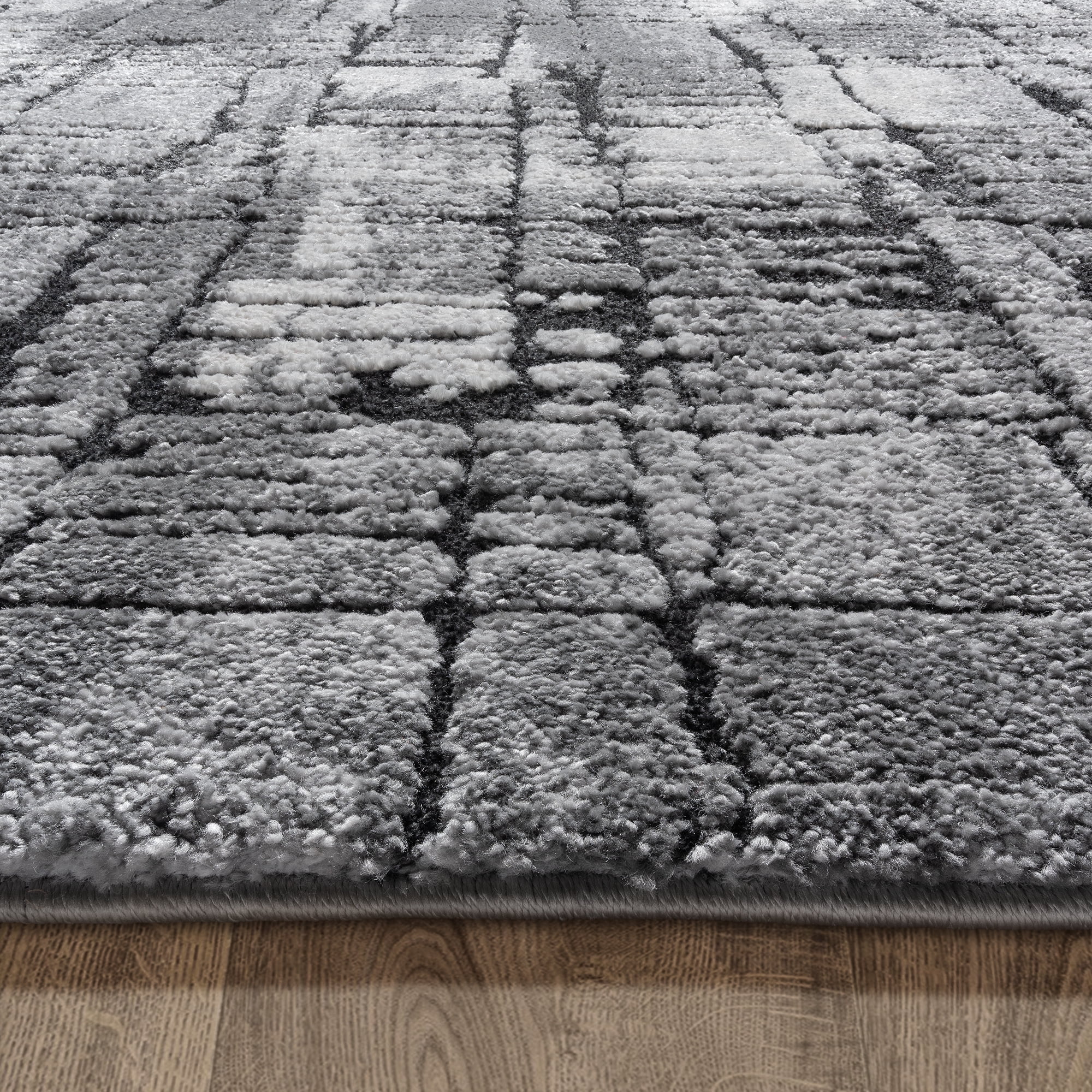 Gertmenian Imani Gael Modern Abstract Plush Charcoal/Gray/Black Shag Indoor Area Rug, 9FTx12FT