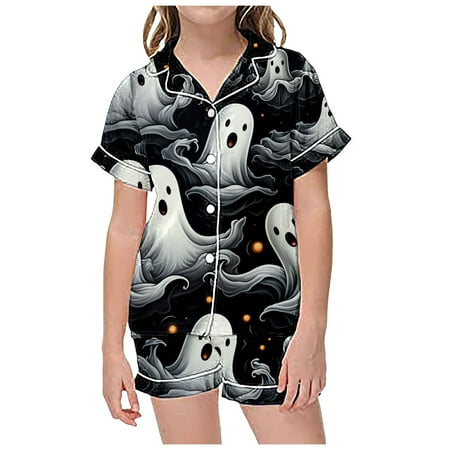 

Baby Girl Outfits 2Pc Pajamas Graphic Print Short Sleeve Button Shirt Shorts Spring Autumn Outfits Sets