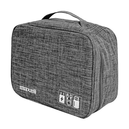 Maxell Soft Shell Electronic Carrying Case with Mesh Pockets, for USBs, Gray