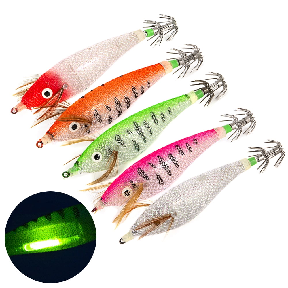 6.6g/12.5g/15.7g/21.6g Leurre de pêche lumineux en bois pour calamar, seiche et pieuvre, type spinnerbait  18