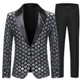 thumbnail image 3 of RUTAYY Men's Outfits Sequins Tuxedo Party Dance Wedding One Button Long Sleeve Jacket and Pants Elegant Chic Sets, 3 of 4