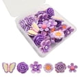 thumbnail image 1 of 30 Uds. De bonitas calcomanías de flores y mariposas de resina púrpura, decoración de pared para uñas en forma de I, calcomanías fijas de corcho, 1 of 4