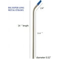 thumbnail image 2 of 14 Inch Stainless Steel Straws, 4pcs Ultra Long Reusable 0.32" (8mm) Wide Metal Straws for 100oz Tumblers with Silicone Tips and Cleaning Brush, 2 of 5