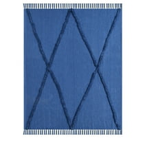 LR Home Blue Shag Diamond Lightweight Cotton Throw Blanket, 50" x 60"