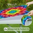 thumbnail image 6 of Colorful Tie Dye Mandala Pattern Square Fitted Tablecloth with Elastic Edge,Square Table Cover,Washable Elastic Table Cover for Home Kitchen Party Decor 34"x34", 6 of 6