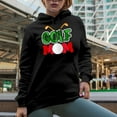 thumbnail image 2 of Golf Mom with a Ball & Clubs, Golf Player, Golfing or Golfer Themed Merch Gift, Black Hooded Sweatshirt or Hoodie, Small, 2 of 5