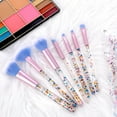 thumbnail image 5 of Paquete de 7 brochas de maquillaje, juego de brochas de cosméticos con brillo elegante, brocha de mezcla profesional con mango de lentejuelas de cristal (azul), 5 of 5