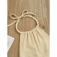 thumbnail image 5 of Toddler Girl Halter Sleeveless Romper Solid Color Ribbed Bell Bottom Jumpsuit, 5 of 8
