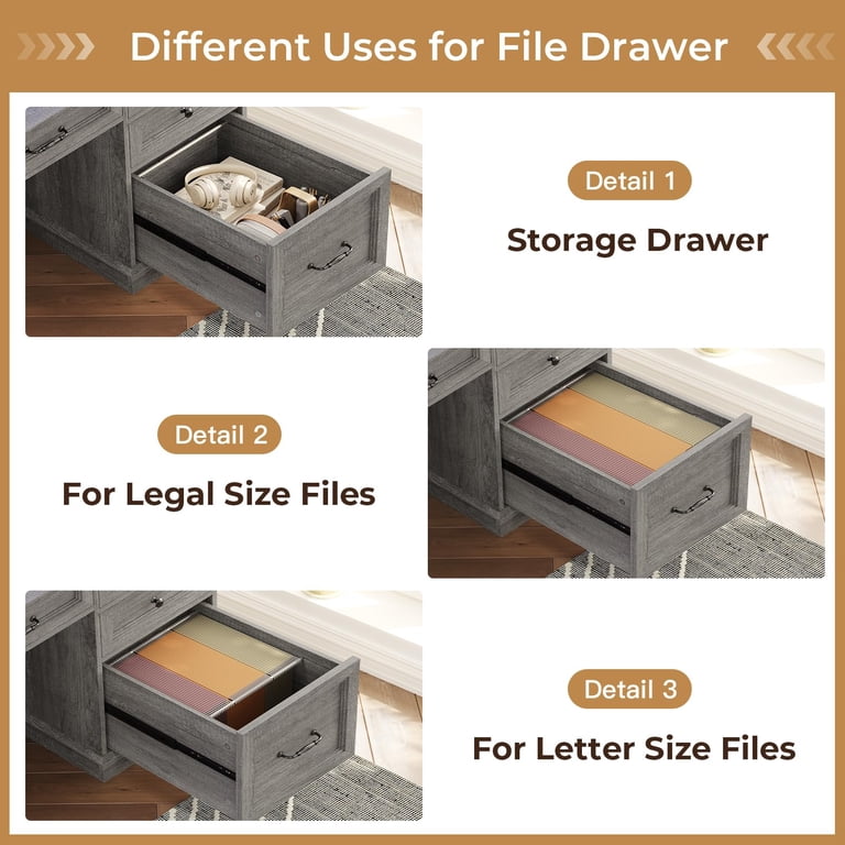 Afuhokles 59" Farmhouse Computer Desk with 5 Drawers photo 8
