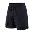 thumbnail image 2 of Mens Shorts Cargo Shorts Stretch Quick-drying Solid Color Loose Sports Fitness Straight-leg Work Shorts Black XXXXL, 2 of 6