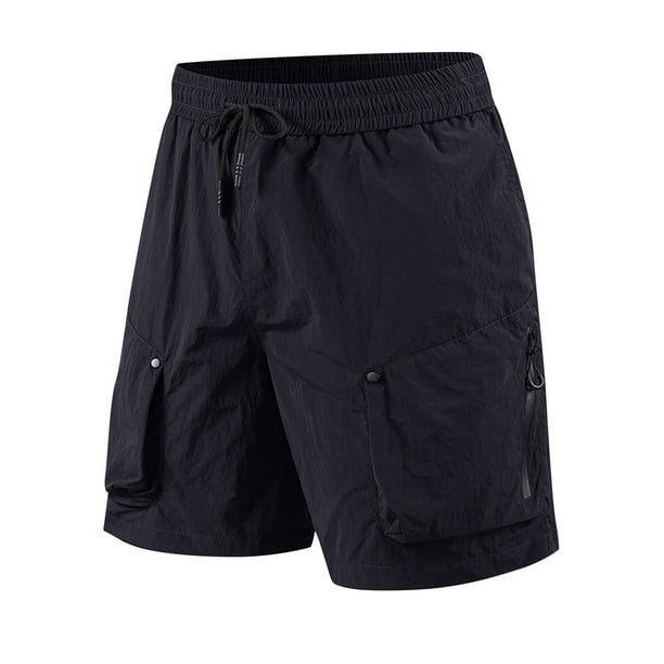 Mens Trabajo Pantalones Cortos de Moda de Color Sólido Suelto Cómodo Movimiento Cortos de Piernas Rectas para Diario Y Casual