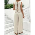 thumbnail image 4 of MORTTIC Women's Elegant 2-Piece Matching Set, Sleeveless Crop Top and Wide Leg Trousers Outfits, S, 4 of 6
