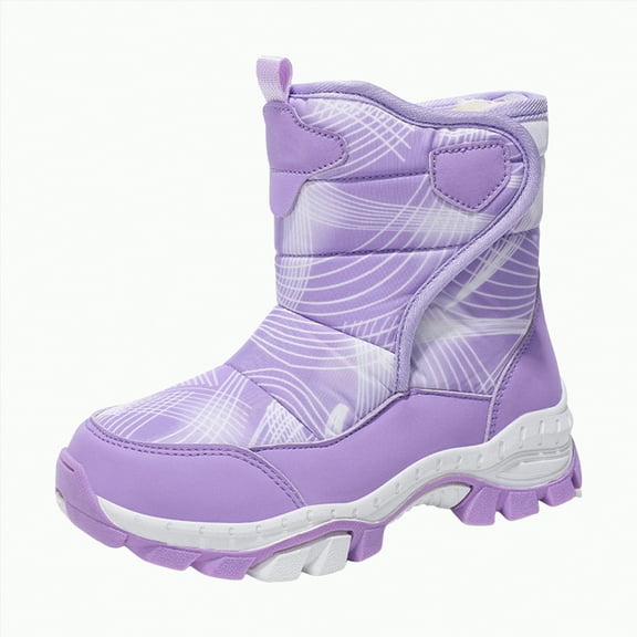 Gvdentm Girls Boots Kids Snow Boots for Boys Girls Toddler Winter Outdoor Boots Waterproof with Lined(Purple,13.5)